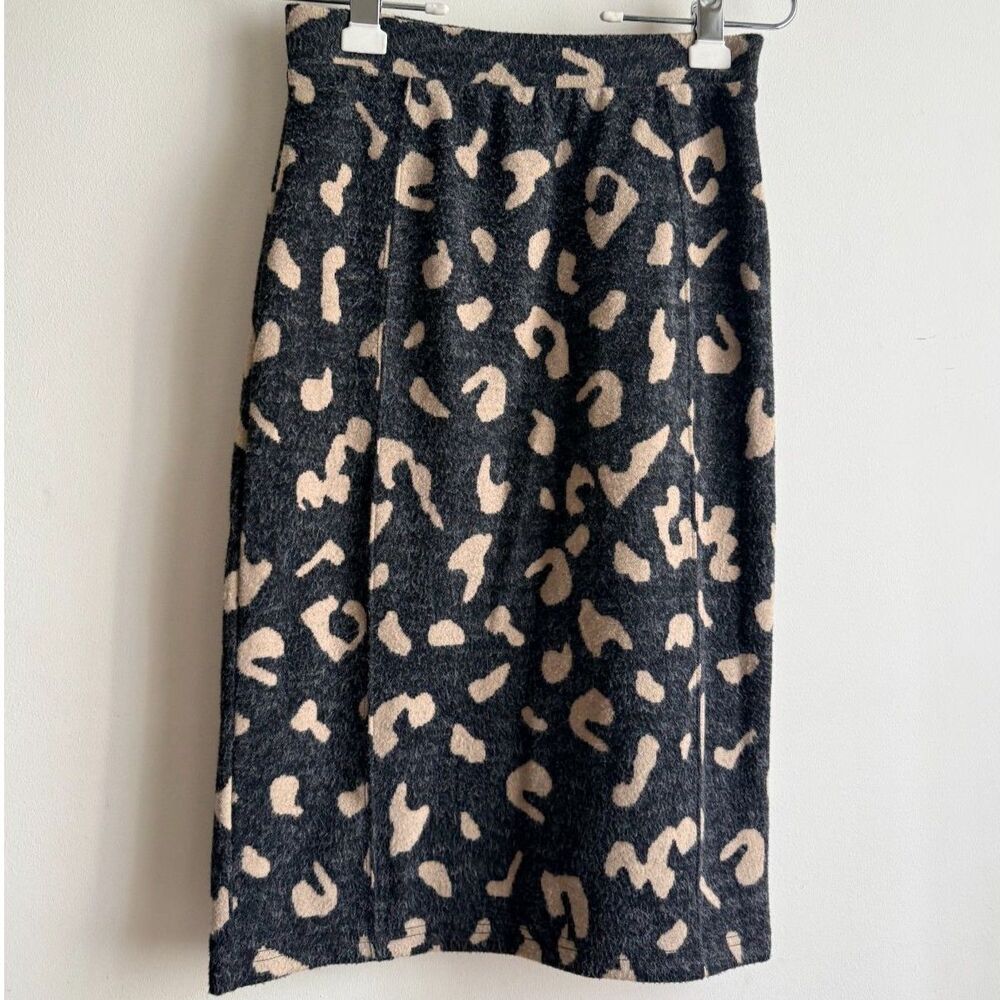 Maeve grey & tan cheetah print pencil skirt XS